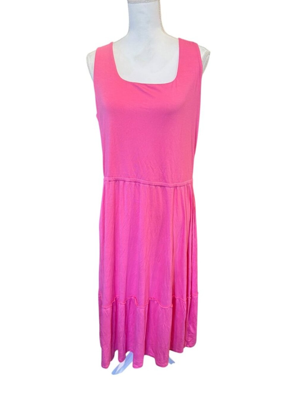Jason Wu Pink Sleeveless Tiered Midi Dress Size L